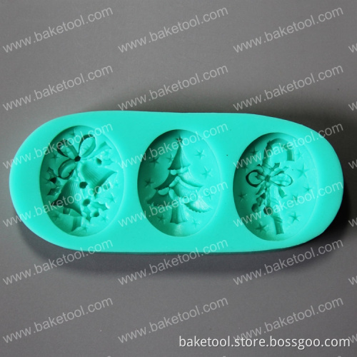 Christmas theme silicone fondant mold for cake decoration